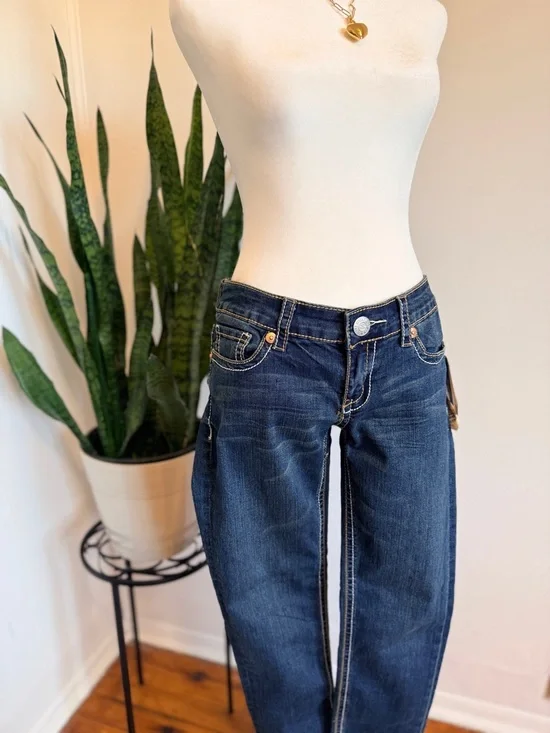 Seven7 | Low Rise Dark Wash Straight Leg Jeans - Picture 2 of 10